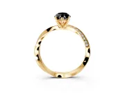 Side Accent Engagement Ring Setting for Fancy Black Marquise Center with Accent Shoulders and Prong Head in Yellow Gold