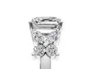 Floral Engagement Ring Setting for Princess Cut Center with Marquise Cluster Shoulders and Prong Head in Platinum