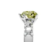 5 Stone Engagement Ring Setting for Fancy Yellow Heart-Shaped Center with Plain Band and Prong Head in Sterling Silver