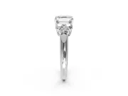 Cluster Engagement Ring Setting for Asscher Cut Center with Round Cut Accent Frame and Prong Head in Sterling Silver