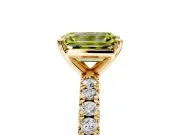 Solitaire Engagement Ring Setting for Fancy Yellow Emerald Cut Center with Fine Pave Band and Claw Prong Head in Yellow Gold