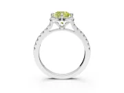 Floral Engagement Ring Setting for Fancy Yellow Cushion Cut Center with Pave Band and Floral Prong Head in Platinum