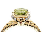 Halo Engagement Ring Setting for Fancy Yellow Radiant Cut Center with Rope Twist Split Shank and Prong Head in Yellow Gold