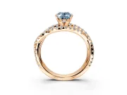 Solitaire Engagement Ring Setting for Fancy Blue Oval Center with Woven 3-Strand Pave Band and Prong Head in Rose Gold