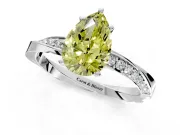 Side Accent Engagement Ring Setting for Fancy Yellow Pear-Shaped Center with Accent Shoulders and Prong Head in White Gold