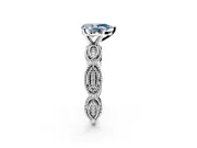 Solitaire Engagement Ring Setting for Fancy Blue Pear-Shaped Center with Marquise Panel Band and Prong Head in Platinum