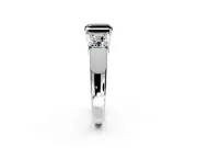 3 Stone Engagement Ring Setting for Fancy Black Asscher Cut Center with Raised Basket Heads and Prong Head in Platinum