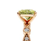 Solitaire Engagement Ring Setting for Fancy Yellow Radiant Cut Center with Milgrain Bezel Accents and Prong Head in Rose Gold