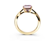 Solitaire Engagement Ring Setting for Fancy Pink Asscher Cut Center with Plain Bypass Twist Band and Prong Head in Yellow Gold