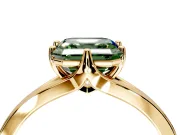 Solitaire Engagement Ring Setting for Fancy Green Asscher Cut Center with Plain Split Shank and Prong Head in Yellow Gold