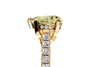 Solitaire Engagement Ring Setting for Fancy Yellow Pear-Shaped Center with Widening Pave Band and Claw Prong Head in Yellow Gold