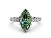 Solitaire Engagement Ring Setting for Fancy Green Marquise Center with Crossover Accents and Prong Head in Platinum