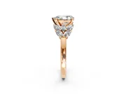 Leaf Cluster Engagement Ring Setting for Pear-Shaped Center with Marquise Accents and Prong Head in Rose Gold