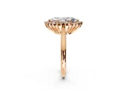 Starburst Halo Engagement Ring Setting for Marquise Center with Thin Round-Wire Band and Prong Head in Rose Gold