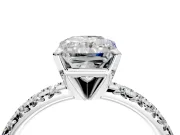 Solitaire Engagement Ring Setting for Radiant Cut Center with Large Accents and Prong Head in White Gold