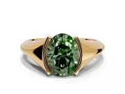 Tension Engagement Ring Setting for Fancy Green Oval Center with Wide Tapered Band and Tension Head in Yellow Gold