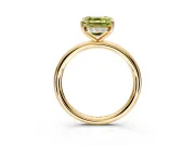 Hidden Halo Engagement Ring Setting for Fancy Yellow Asscher Cut Center with Thin Rounded Band and Prong Head in Yellow Gold