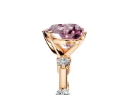 Solitaire Engagement Ring Setting for Fancy Pink Heart-Shaped Center with Bezel Station Band and Prong Head in Rose Gold