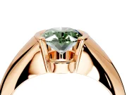 Tension Engagement Ring Setting for Fancy Green Oval Center with Wide Tapered Band and Tension Head in Rose Gold