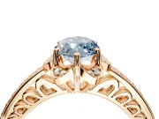 Floral Engagement Ring Setting for Fancy Blue Marquise Center with Four Accent Clusters and Prong Head in Rose Gold
