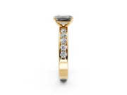 Solitaire Engagement Ring Setting for Emerald Cut Center with Channel-Set Accents and Prong Head in Yellow Gold
