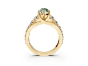 Solitaire Engagement Ring Setting for Fancy Green Marquise Center with Graduated Shared Prongs and Prong Head in Yellow Gold