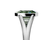 Solitaire Engagement Ring Setting for Fancy Green Emerald Cut Center with V Split Shank and Bezel Head in Platinum