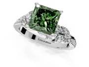 Solitaire Engagement Ring Setting for Fancy Green Princess Cut Center with Marquise Accent Twist Band and Prong Head in Sterling Silver