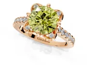 Floral Engagement Ring Setting for Fancy Yellow Round Cut Center with Pave Band and Floral Prong Head in Rose Gold