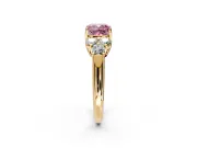 Cluster Engagement Ring Setting for Fancy Pink Cushion Cut Center with Round Cut Accent Frame and Prong Head in Yellow Gold
