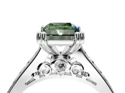 Solitaire Engagement Ring Setting for Fancy Green Radiant Cut Center with Channel Band and Double Claw Prong Head in Platinum