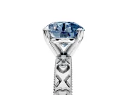 Solitaire Engagement Ring Setting for Fancy Blue Round Cut Center with XO Engraved Band and Prong Head in Platinum