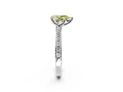Solitaire Engagement Ring Setting for Fancy Yellow Pear-Shaped Center with Round Cut Pave Band and Prong Head in Platinum