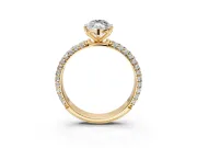 Solitaire Engagement Ring Setting for Marquise Center with Domed Multi-Row Pave Band and Prong Head in Yellow Gold