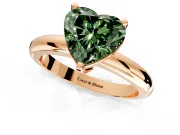 Solitaire Engagement Ring Setting for Fancy Green Heart-Shaped Center with Wire Band and Prong Head in Rose Gold