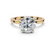 Solitaire Engagement Ring Setting for Round Cut Center with Fine Wire Band and Prong Head in Yellow Gold
