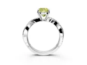 Crossover Engagement Ring Setting for Fancy Yellow Cushion Cut Center with Pave and Plain Strands and Prong Head in Platinum