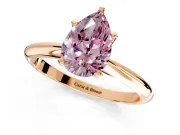 Solitaire Engagement Ring Setting for Fancy Pink Pear-Shaped Center with Knife Ridge Band and Claw Prong Head in Rose Gold