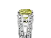 Split Shank Engagement Ring Setting for Fancy Yellow Cushion Cut Center with Pave Split Shank and Prong Head in Sterling Silver