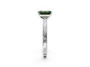 Solitaire Engagement Ring Setting for Fancy Green Emerald Cut Center with Engraved Milgrain Band and Prong Head in Platinum