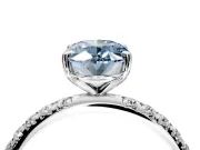 Solitaire Engagement Ring Setting for Fancy Blue Oval Center with Micro Pave Band and Prong Head in Platinum