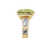 Bar-Set Engagement Ring Setting for Fancy Yellow Radiant Cut Center with Tapered Baguette Accents and Prong Head in Yellow Gold