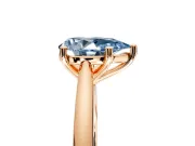 Solitaire Engagement Ring Setting for Fancy Blue Pear-Shaped Center with Narrow Cathedral Band and Prong Head in Rose Gold
