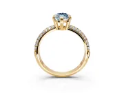 Solitaire Engagement Ring Setting for Fancy Blue Marquise Center with Multi-Row Pave Accents and Basket Head in Yellow Gold