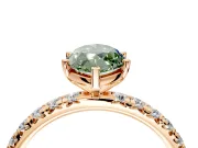 Solitaire Engagement Ring Setting for Fancy Green Marquise Center with Shared-Prong Accents and Prong Head in Rose Gold