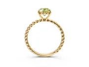 Solitaire Engagement Ring Setting for Fancy Yellow Oval Center with Plain Twisted Rope Band and Prong Head in Yellow Gold