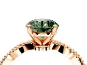 Solitaire Engagement Ring Setting for Fancy Green Round Cut Center with Twist Band and Bead Prong Head in Rose Gold