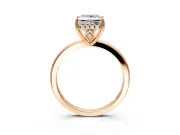 Solitaire Engagement Ring Setting for Princess Cut Center with Fine Wire Band and Prong Head in Rose Gold