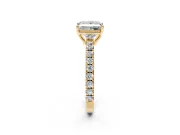 Solitaire Engagement Ring Setting for Princess Cut Center with Large Accent Band and Prong Head in Yellow Gold