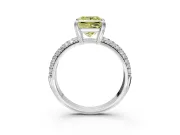 Solitaire Engagement Ring Setting for Fancy Yellow Princess Cut Center with Multi-Row Pave Accents and Basket Head in Sterling Silver